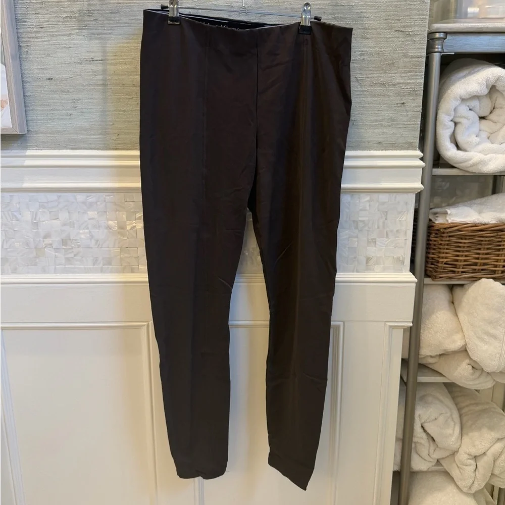 Large Kendall & Kylie faux leather pebbled leggings pants mulch brown stretchy